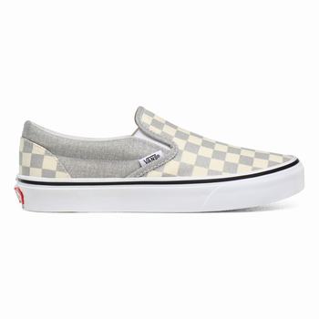 Damske Slip On Tenisky Vans Checkerboard Classic Strieborne/Biele VA45DIBJK